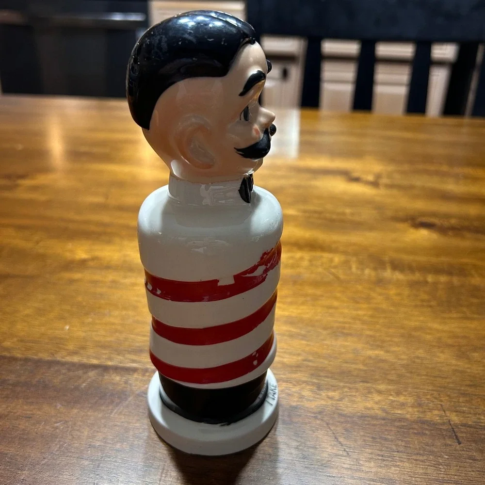 Vintage Barber Pole Razor Blade Bank Ceramic Red White National Potteries Japan